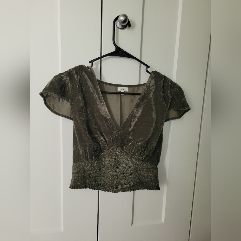 Moss Aerie Velvet Croptop